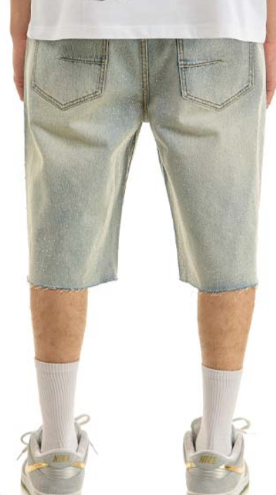 KDNK LT. BLUE RHINESTONE JORTS