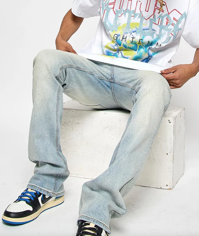 KDNK LT.BLUE - RHINESTONE JEANS