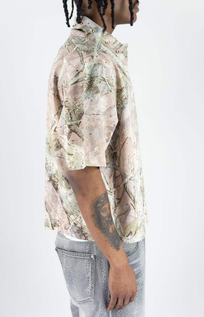 R3BEL CAMO Rhinestone Flannel