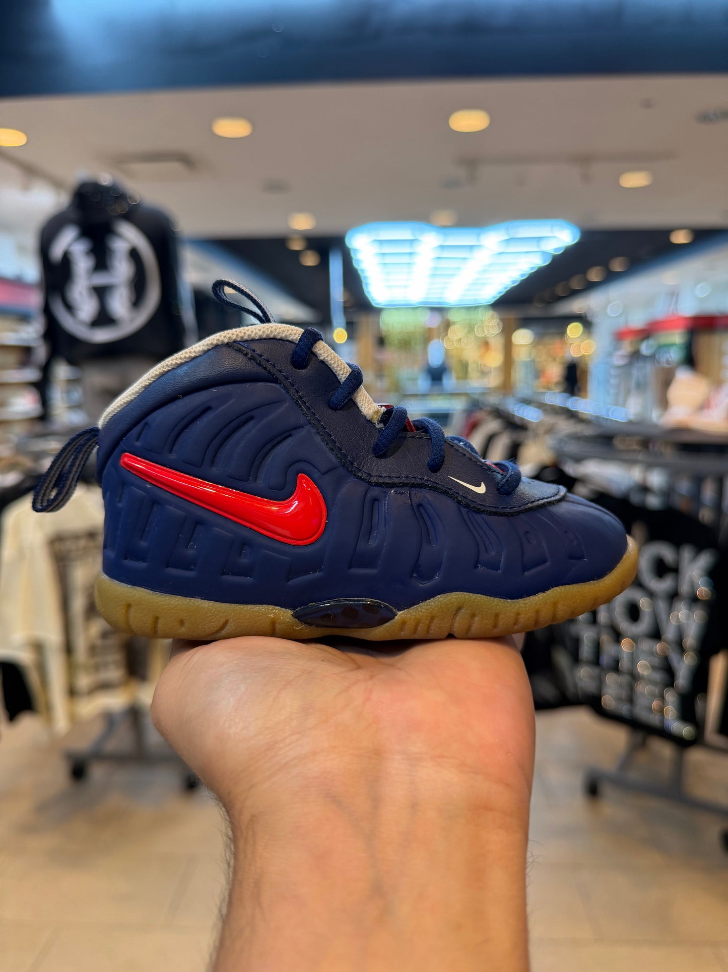 Nike Air Foamposite Pro Blue Void University Red (TD) PRE-OWNED
