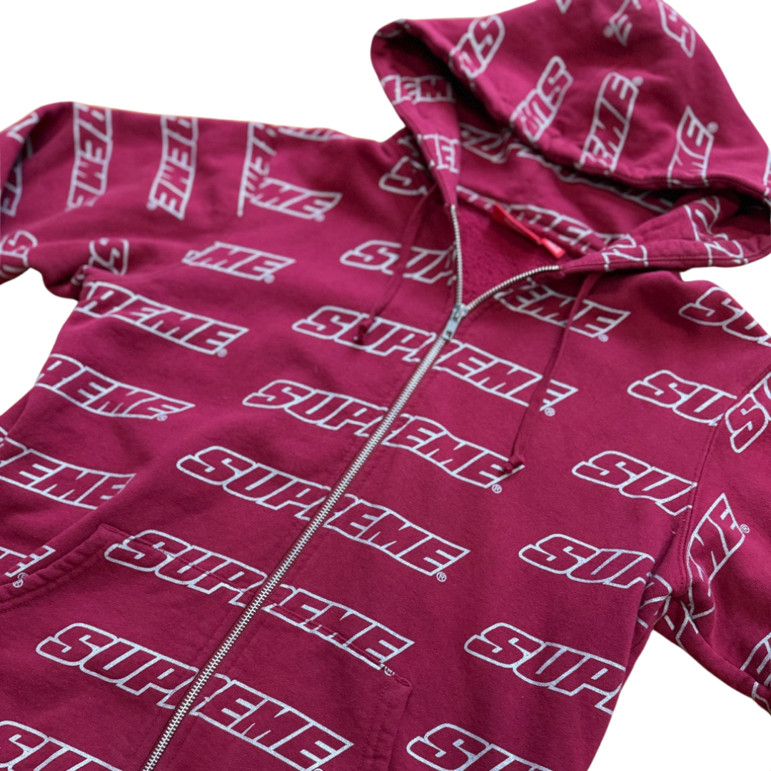 Supreme Repeat Zip Up Hooded Sweatshirt Cardinal (PRE-OWNED)