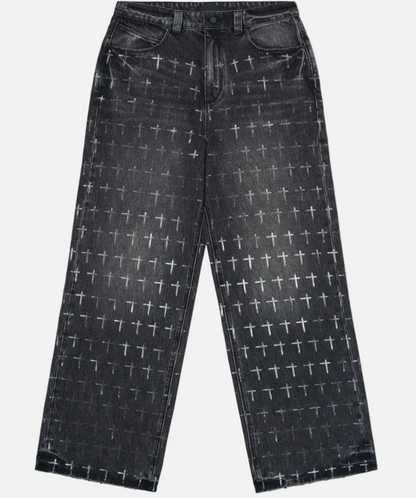 RTA Franco Wide Leg Jean | Noir Coated Grey