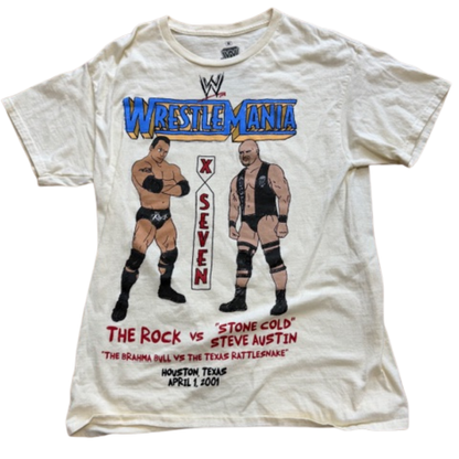 WWE WWF The Rock vs Stone Cold Steve Austin Wrestlemania Tee (PRE-OWNED)