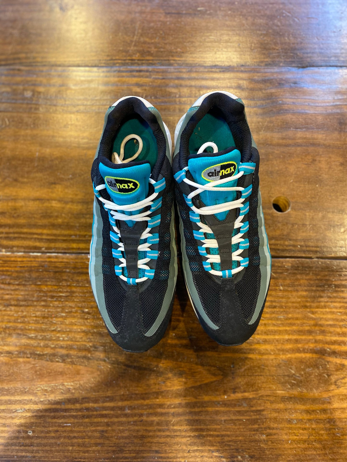 Nike Air Max 95 No Sew Running Sneakers Black/Venom Green-Turbo Green PRE-OWNED