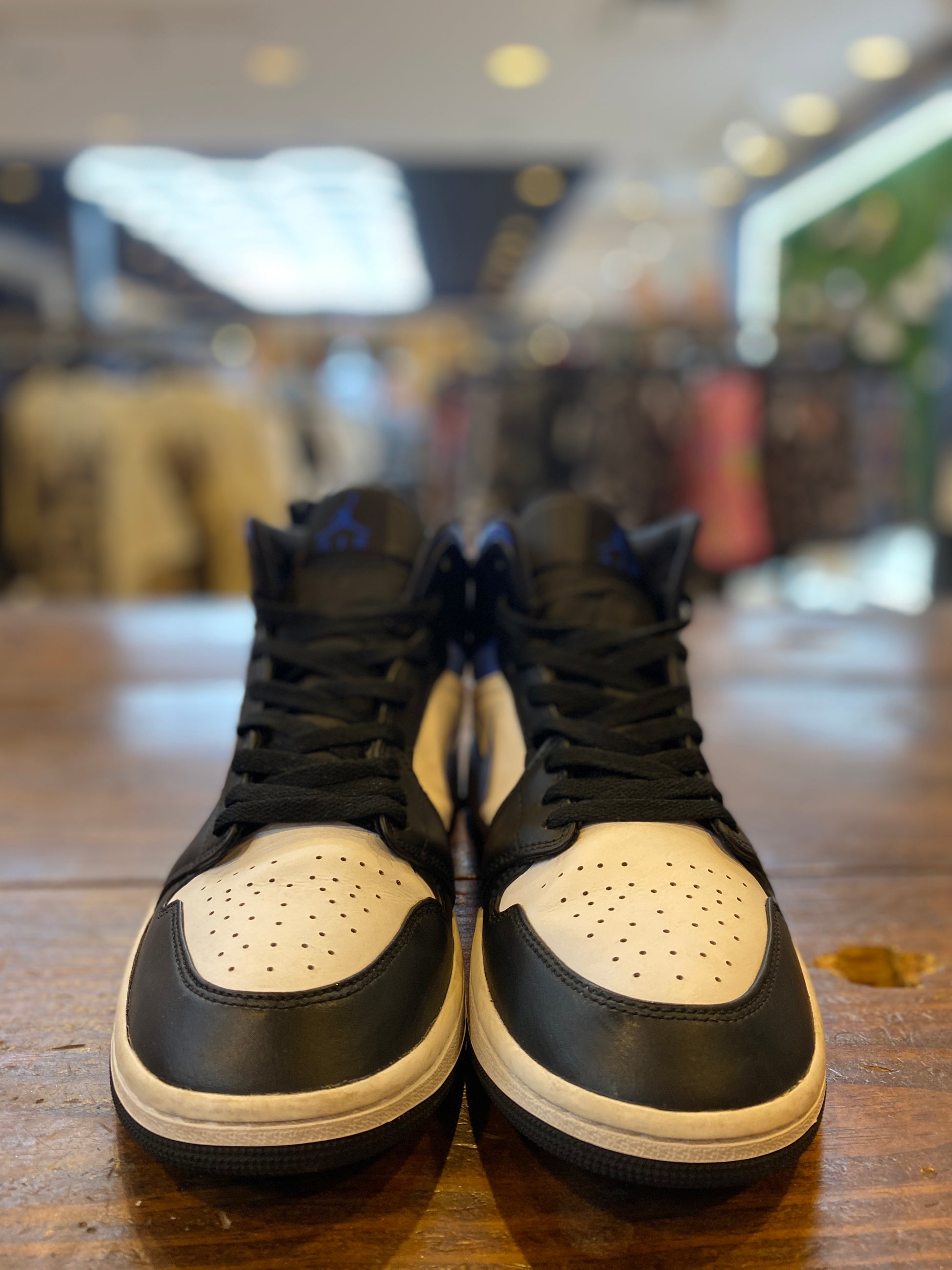 Jordan 1 Mid White Black Racer Blue PRE-OWNED