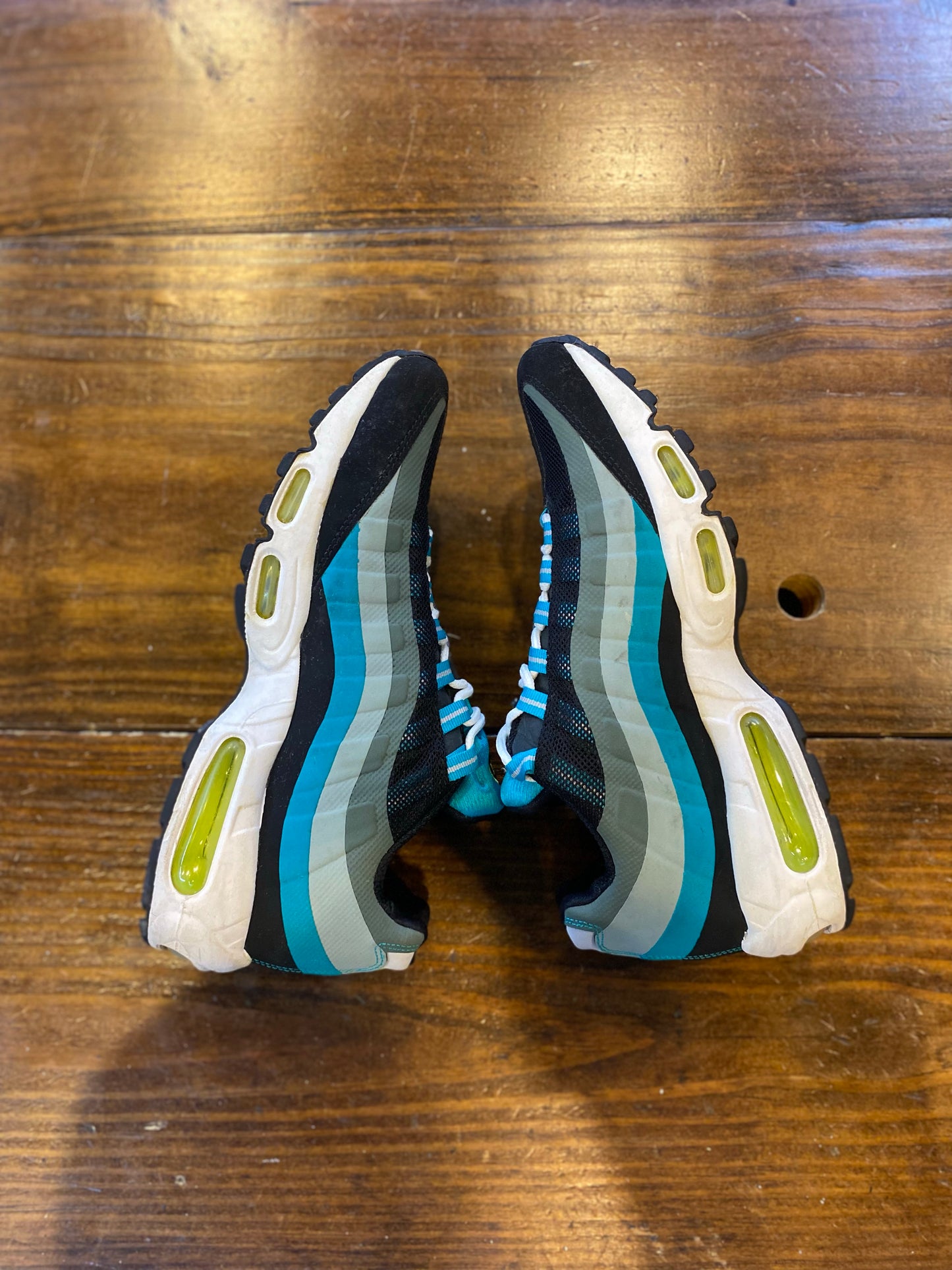 Nike Air Max 95 No Sew Running Sneakers Black/Venom Green-Turbo Green PRE-OWNED