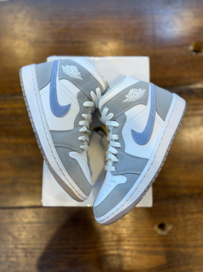 Jordan 1 Mid Wolf Grey Aluminum (Women's) PRE-OWNED