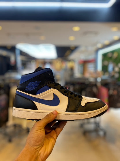 Jordan 1 Mid White Black Racer Blue PRE-OWNED