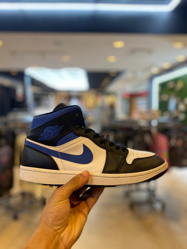 Jordan 1 Mid White Black Racer Blue PRE-OWNED