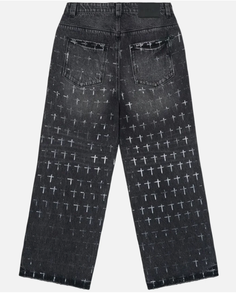RTA Franco Wide Leg Jean | Noir Coated Grey