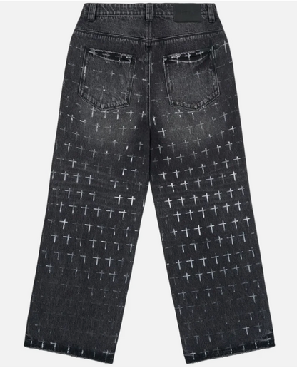 RTA Franco Wide Leg Jean | Noir Coated Grey