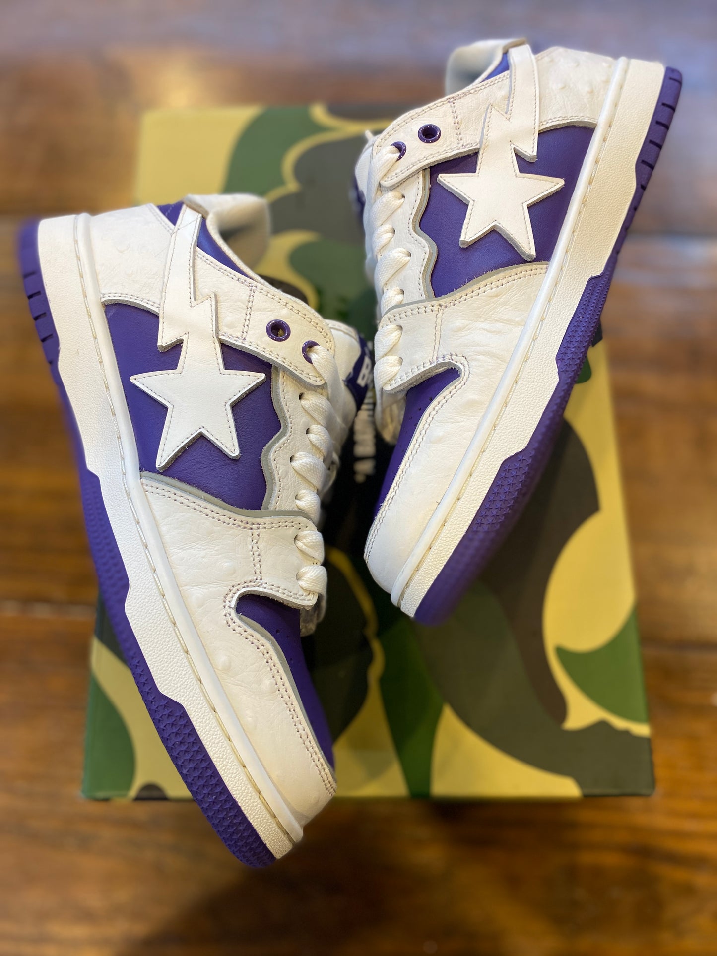 A Bathing Ape Sk8 Sta #1 Ostrich Pack White Purple PRE-OWNED