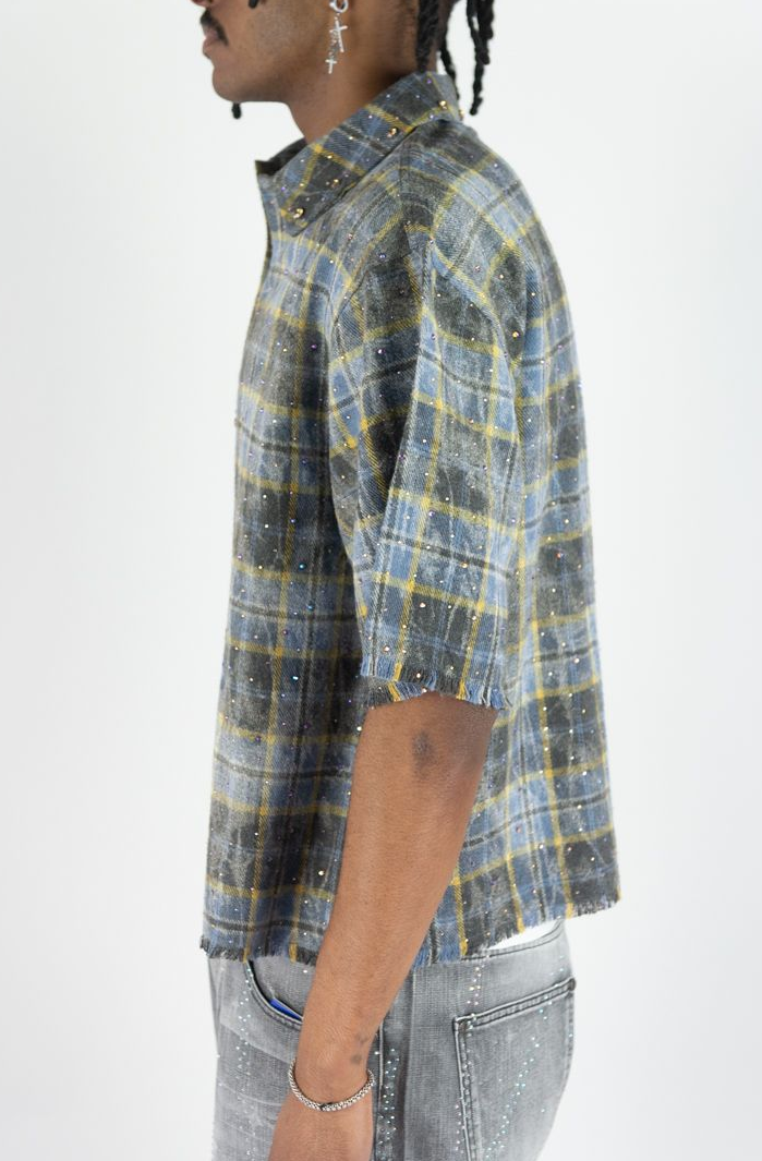 R3BEL PLAID Rhinstone Flannel