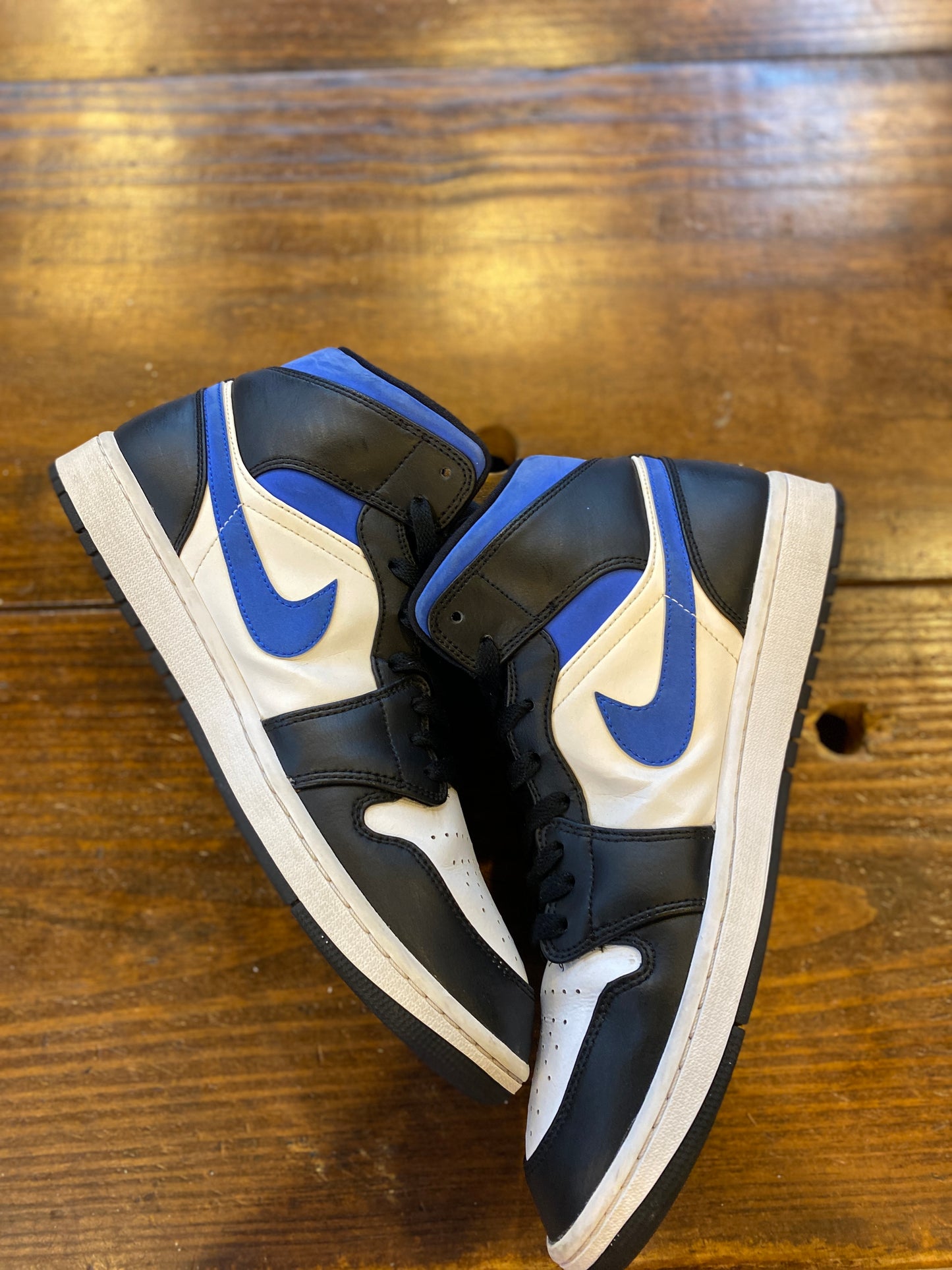 Jordan 1 Mid White Black Racer Blue PRE-OWNED