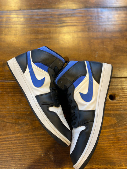 Jordan 1 Mid White Black Racer Blue PRE-OWNED