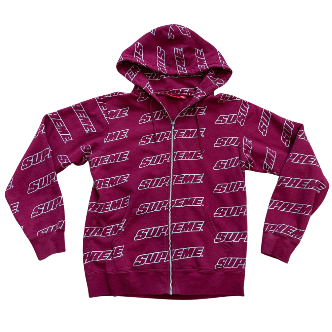 Supreme Repeat Zip Up Hooded Sweatshirt Cardinal (PRE-OWNED)
