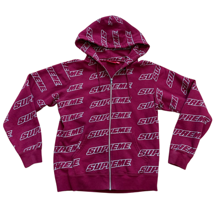 Supreme Repeat Zip Up Hooded Sweatshirt Cardinal (PRE-OWNED)