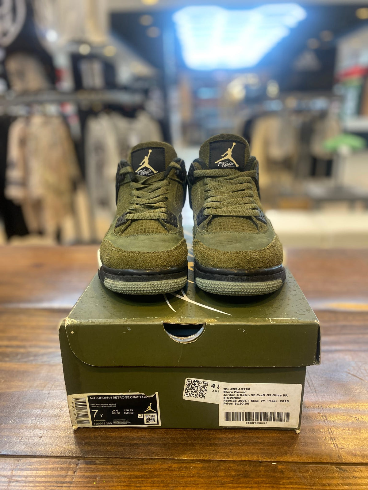 Jordan 4 Retro SE Craft Medium Olive (GS) PRE-OWNED