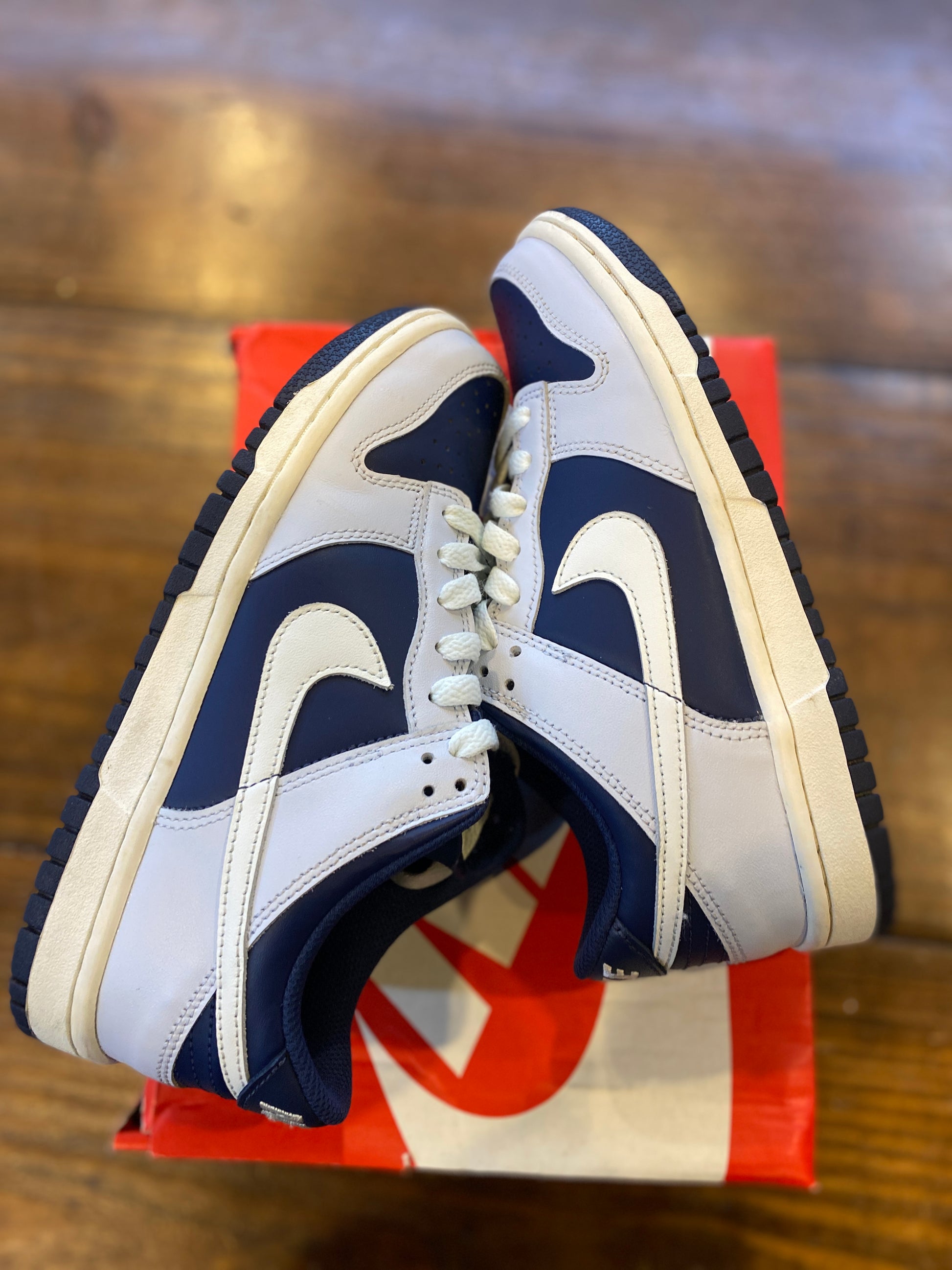 Nike Dunk Low Football Grey Midnight Navy (GS) PRE-OWNED