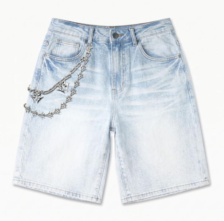 "IGLOO" DENIM SHORTS (ICE WASH)