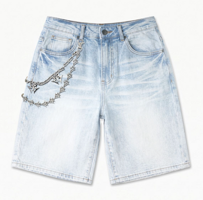 "IGLOO" DENIM SHORTS (ICE WASH)