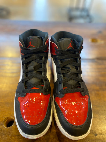 Jordan 1 Mid Patent Bred Toe (GS) PRE-OWNED