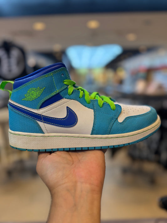 Jordan 1 Mid SE Sprite Blue (GS) PRE-OWNED