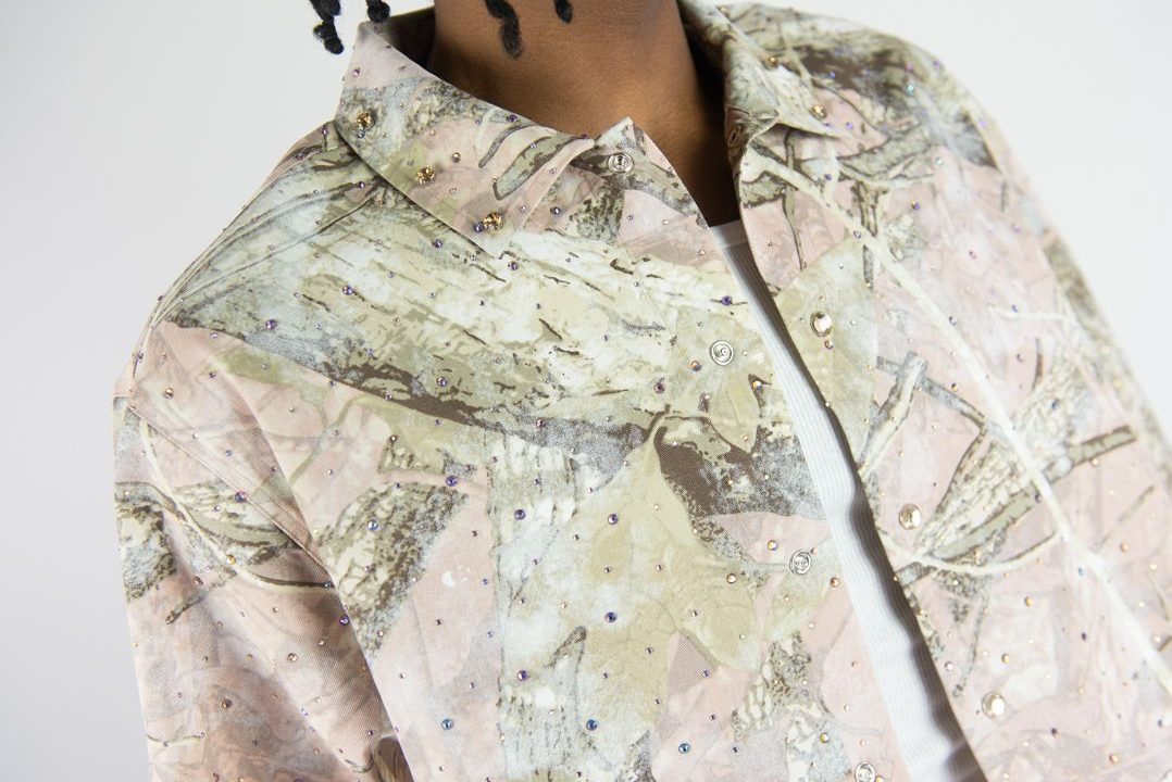 R3BEL CAMO Rhinestone Flannel