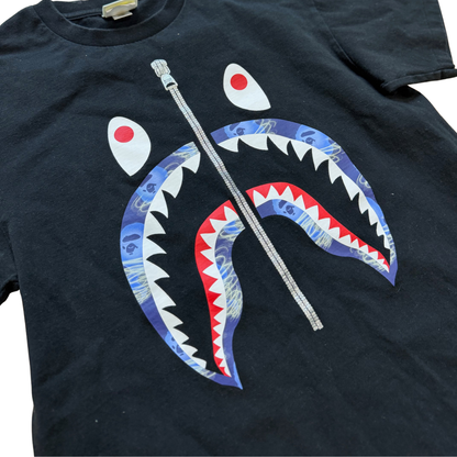 BAPE ABC Camo Shark Tee Black/Blue/Silver PRE-OWNED