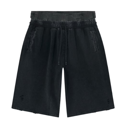 Heatz Double Waisted Vintage Wash Distressed Shorts