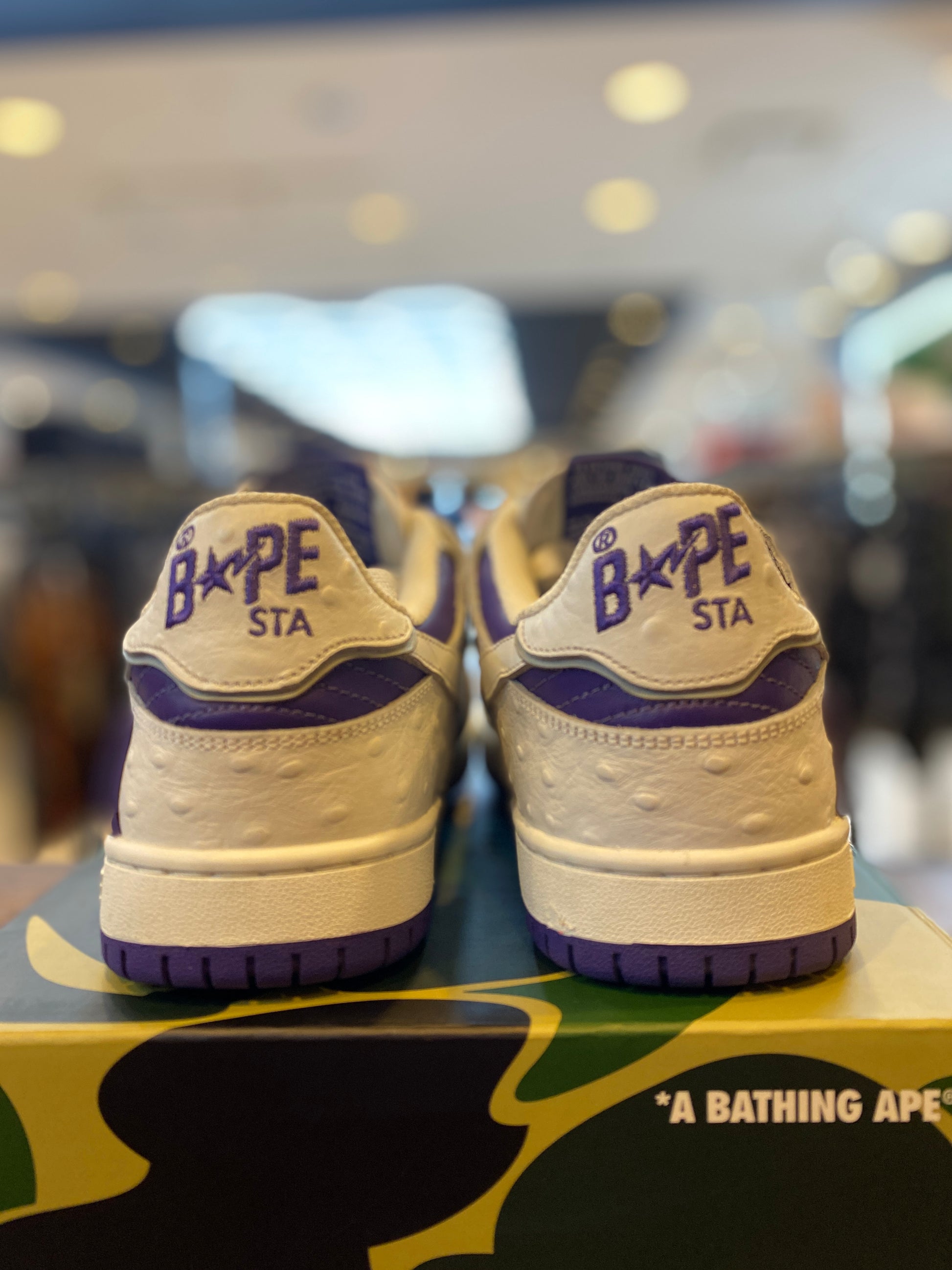 A Bathing Ape Sk8 Sta #1 Ostrich Pack White Purple PRE-OWNED