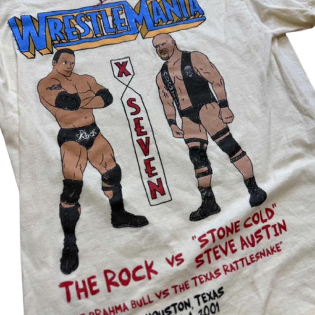 WWE WWF The Rock vs Stone Cold Steve Austin Wrestlemania Tee (PRE-OWNED)