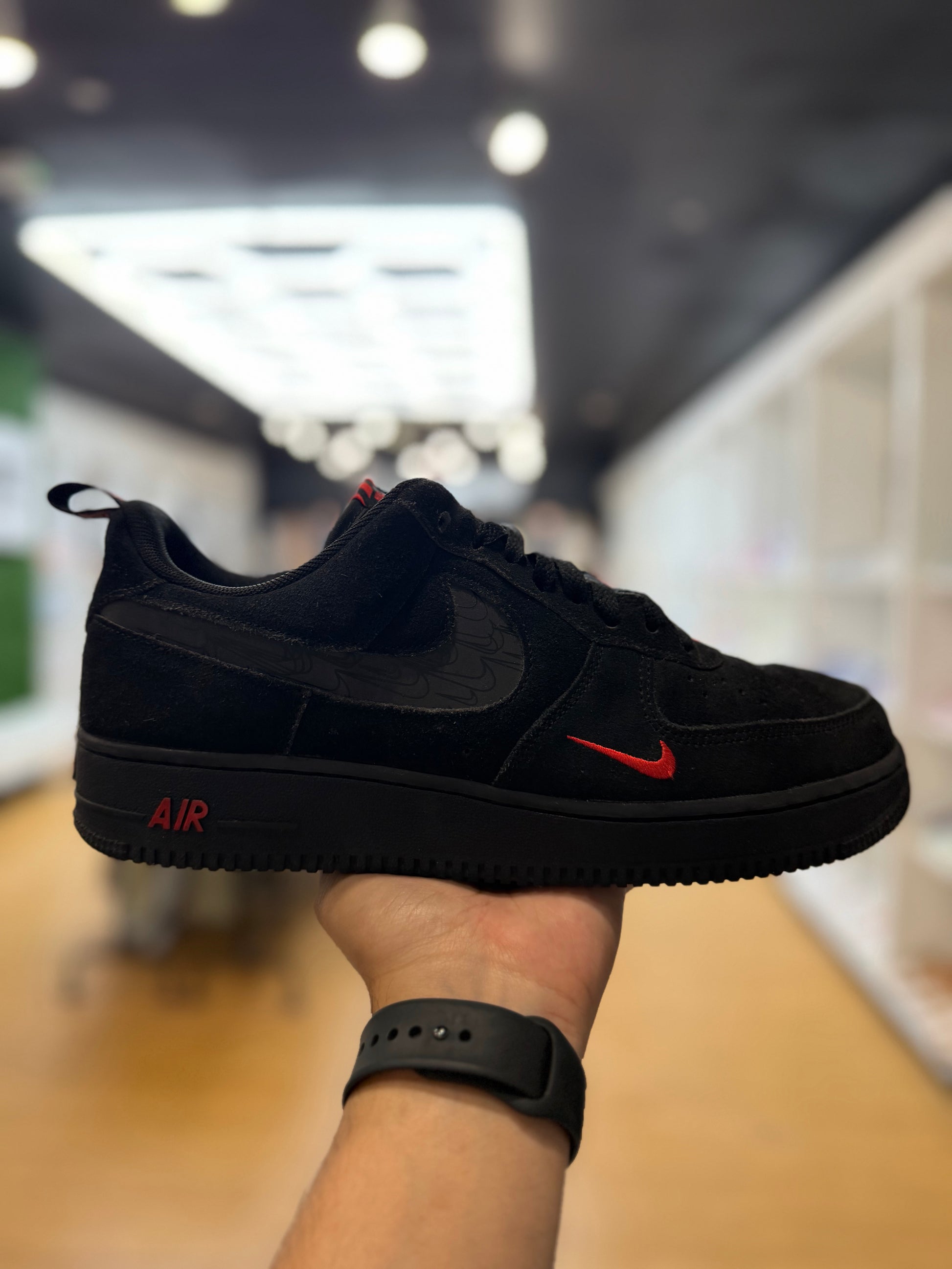 Nike Air Force 1 Low Multi-Swoosh Black Crimson PRE-OWNED