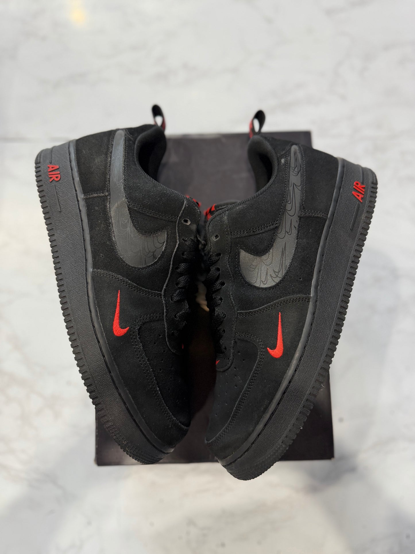 Nike Air Force 1 Low Multi-Swoosh Black Crimson PRE-OWNED