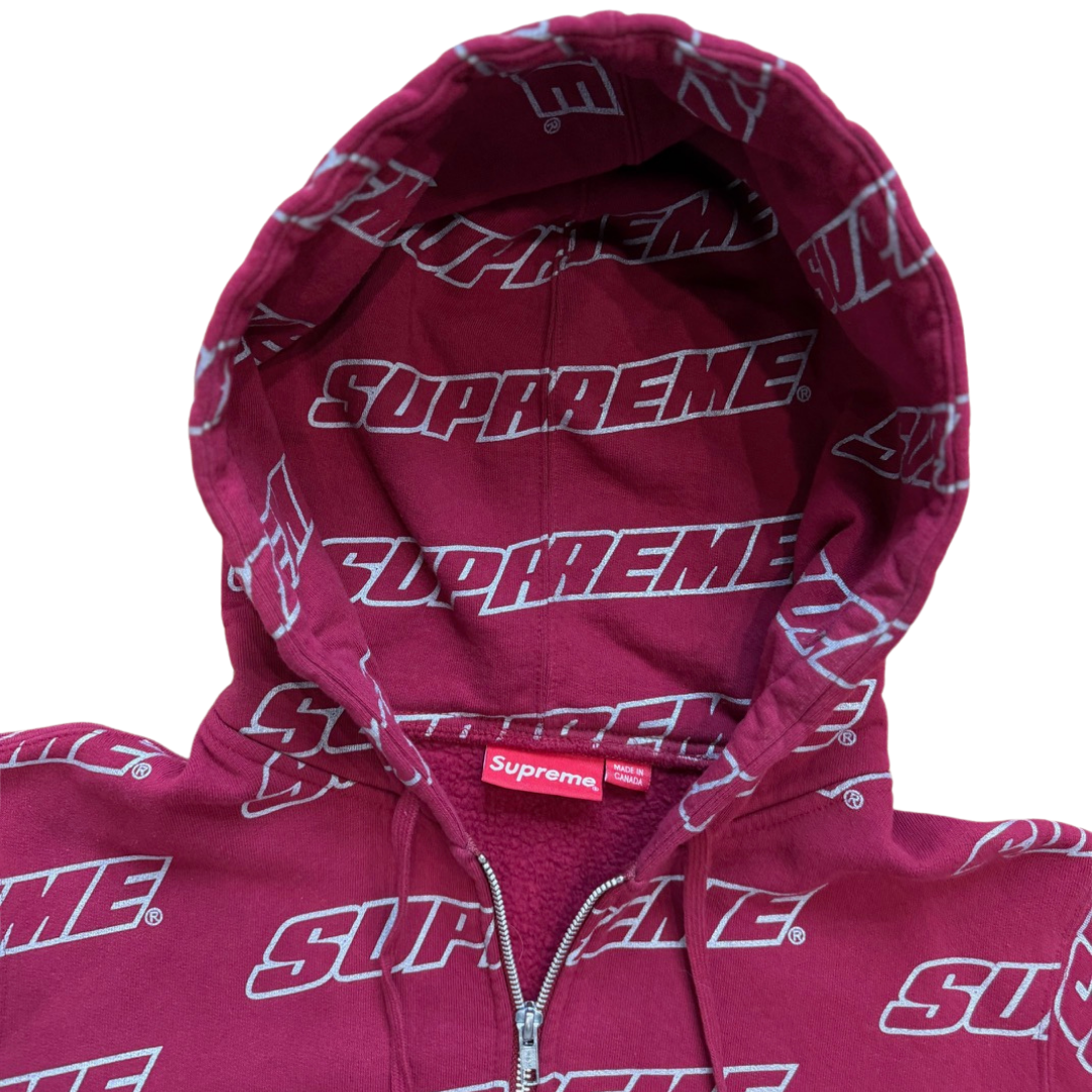Supreme Repeat Zip Up Hooded Sweatshirt Cardinal (PRE-OWNED)