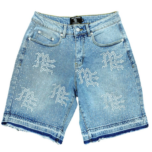 'ME' Rhinestone Blue Denim Shorts