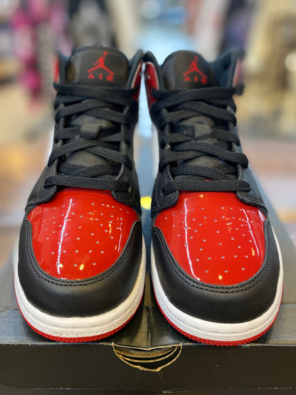 Jordan 1 Mid Patent Bred Toe (GS) PRE-OWNED