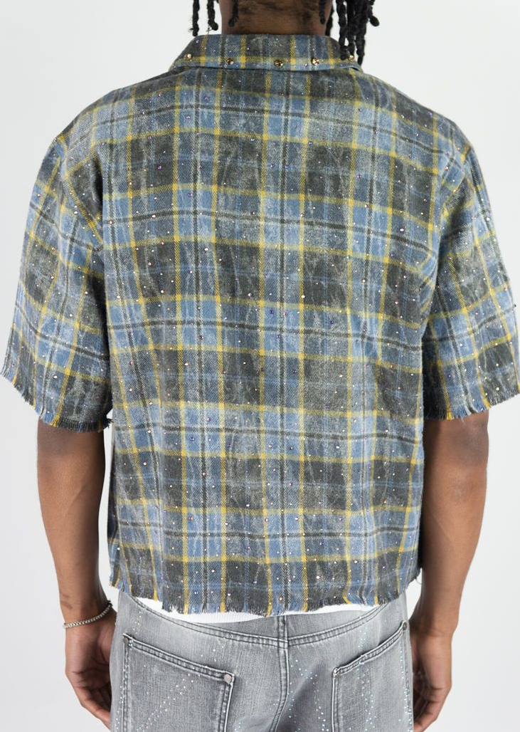 R3BEL PLAID Rhinstone Flannel