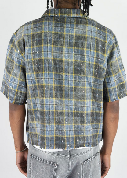 R3BEL PLAID Rhinstone Flannel