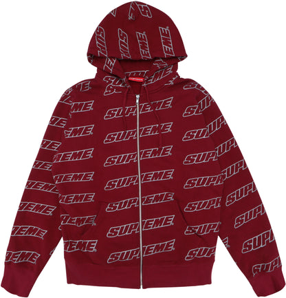 Supreme Repeat Zip Up Hooded Sweatshirt Cardinal (PRE-OWNED)