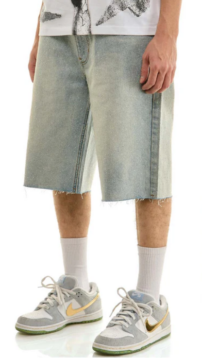 KDNK LT. BLUE RHINESTONE JORTS