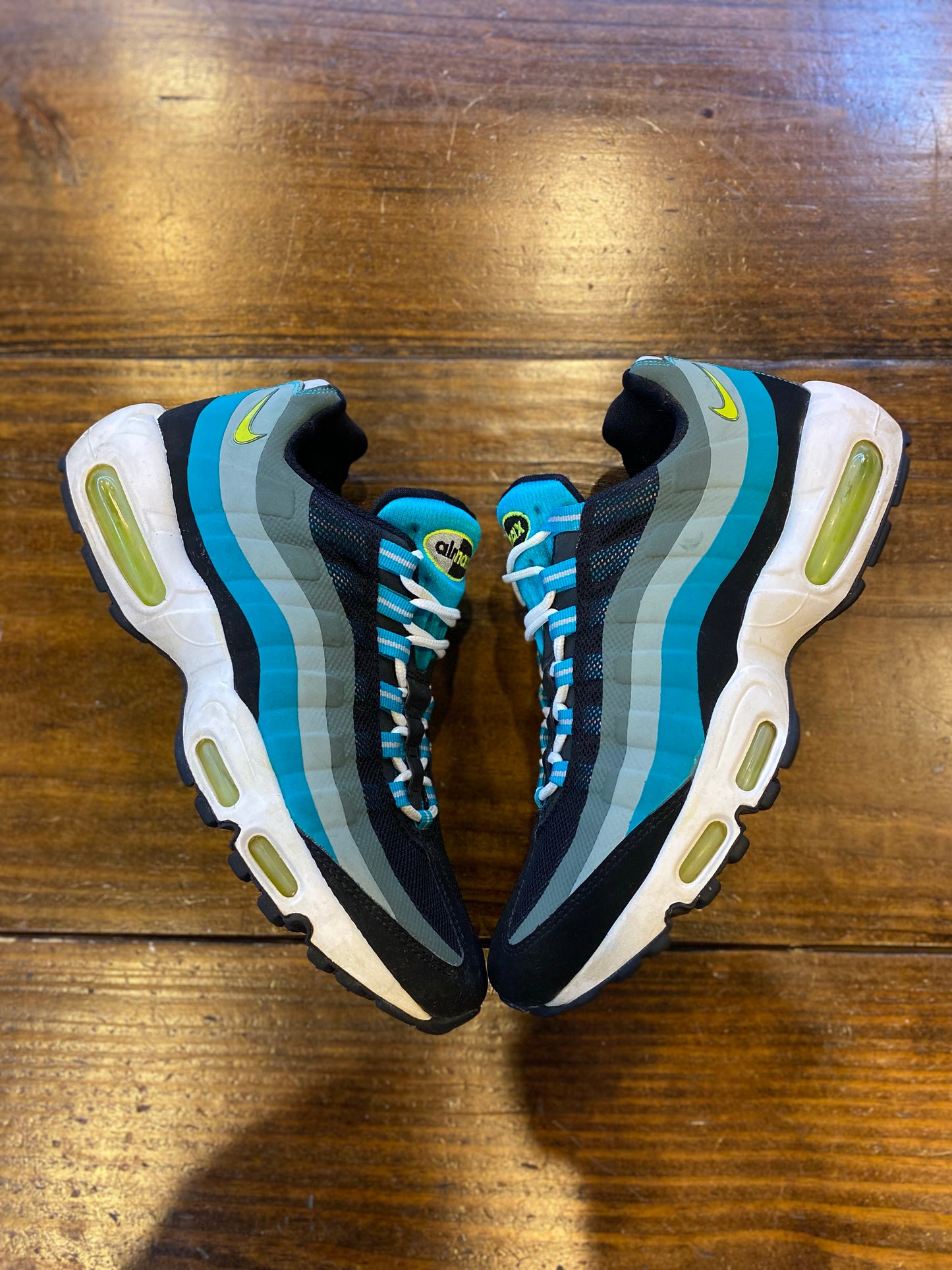 Nike Air Max 95 No Sew Running Sneakers Black/Venom Green-Turbo Green PRE-OWNED