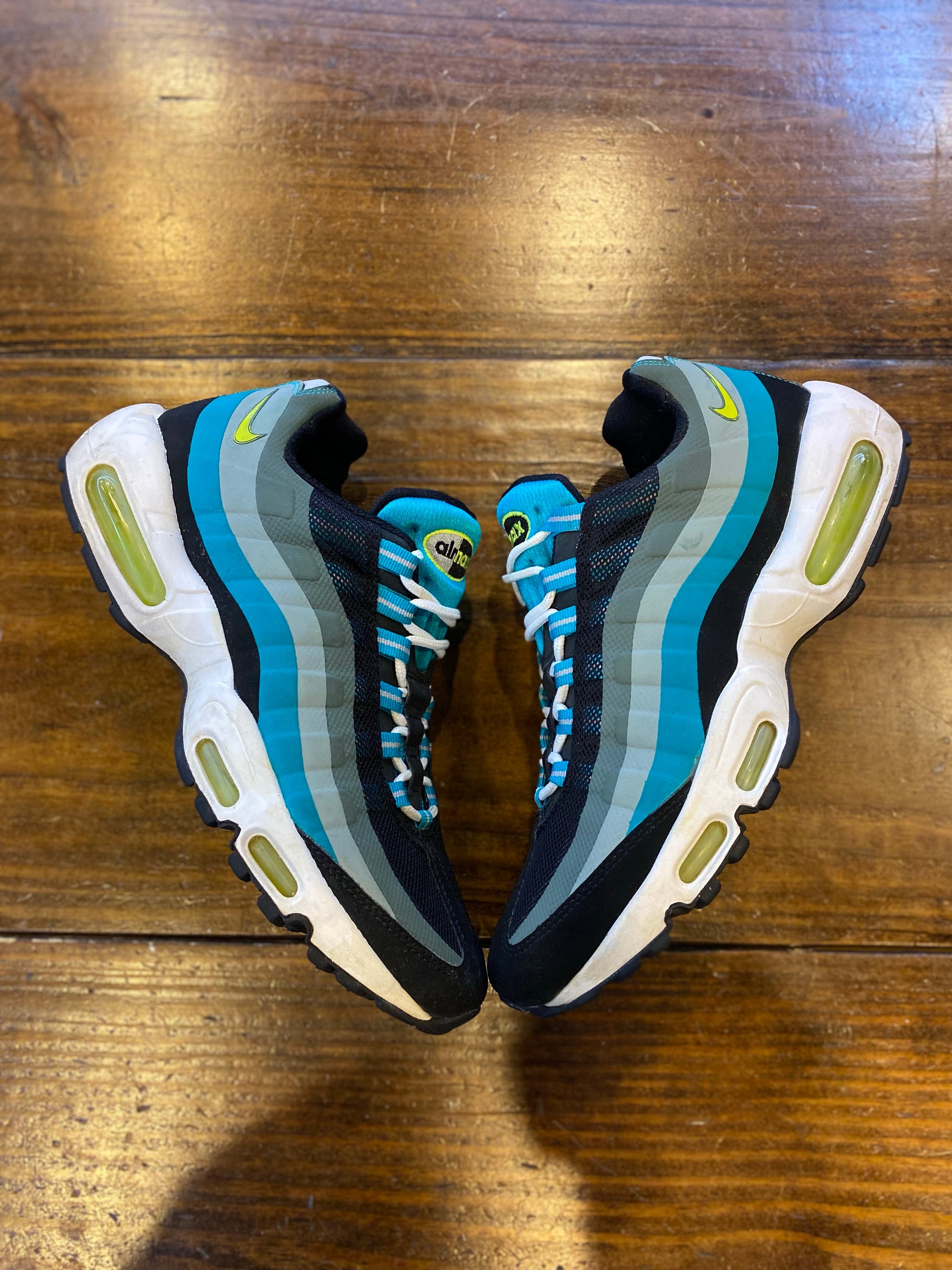 Nike Air Max 95 No Sew Running Sneakers Black/Venom Green-Turbo Green PRE-OWNED