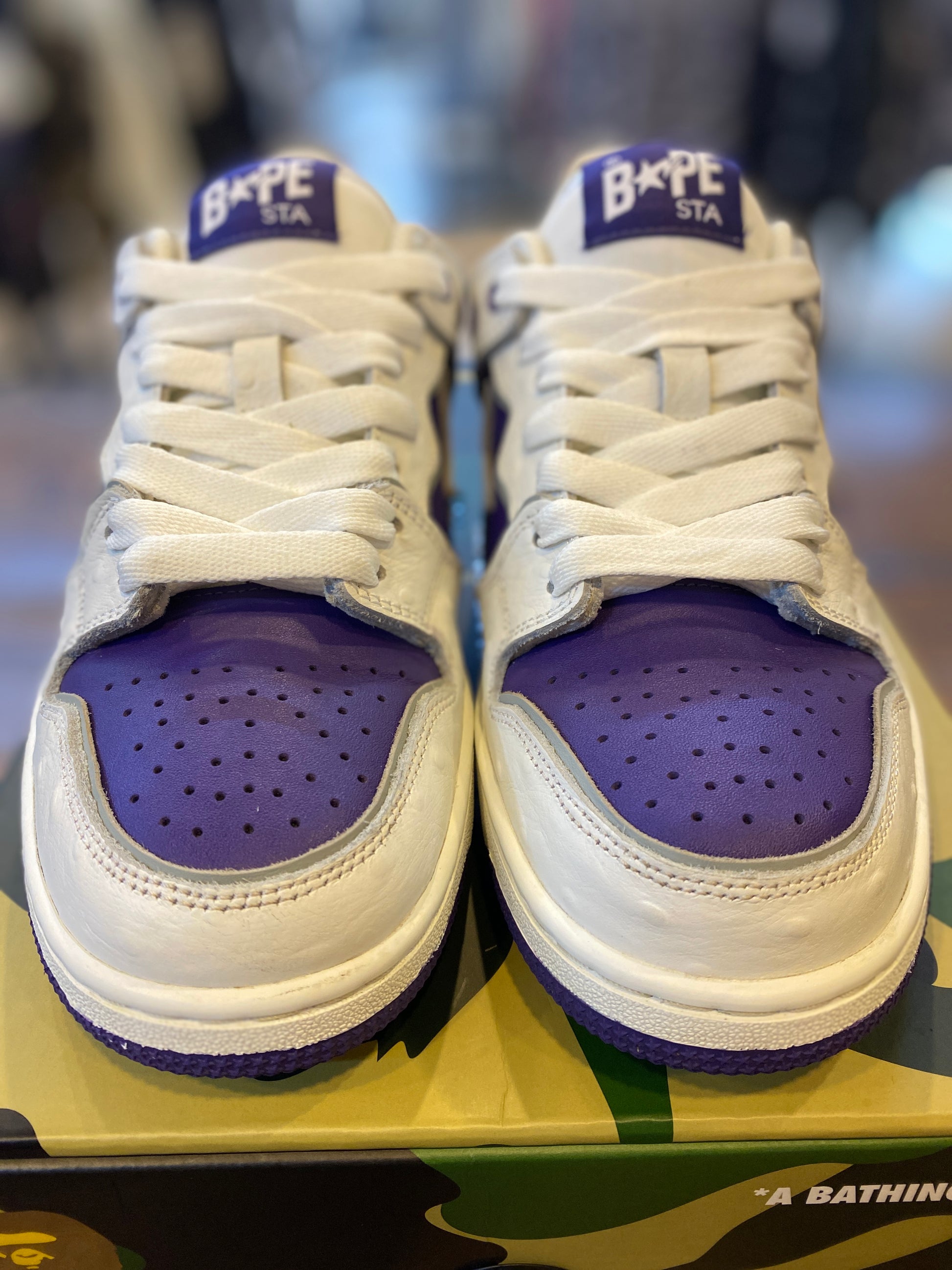 A Bathing Ape Sk8 Sta #1 Ostrich Pack White Purple PRE-OWNED