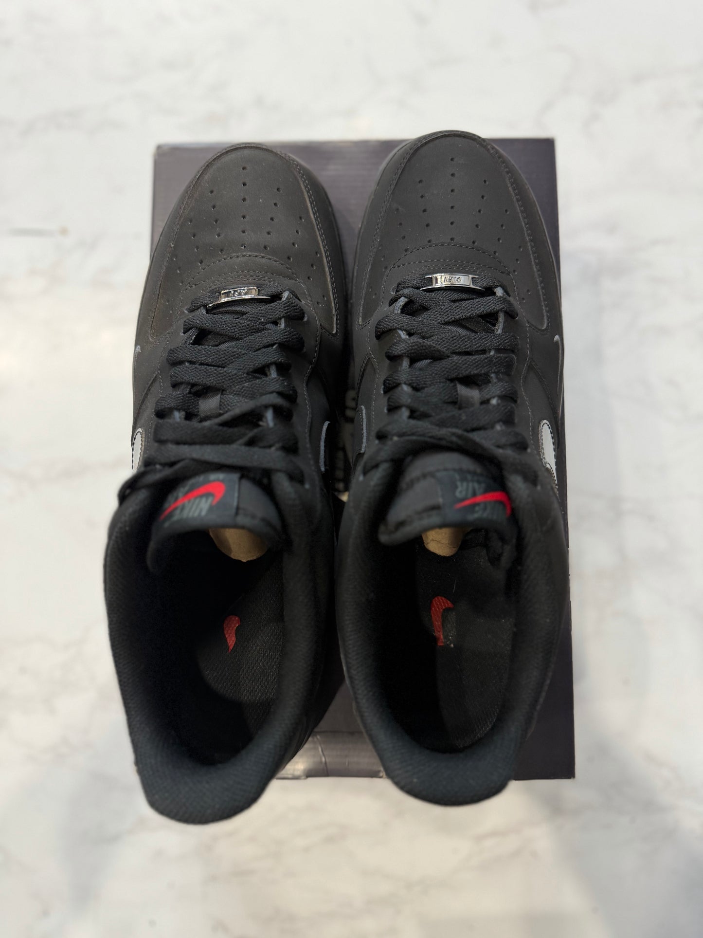Nike Air Force 1 Low '07 LV8 Black Patent Swoosh PRE-OWNED