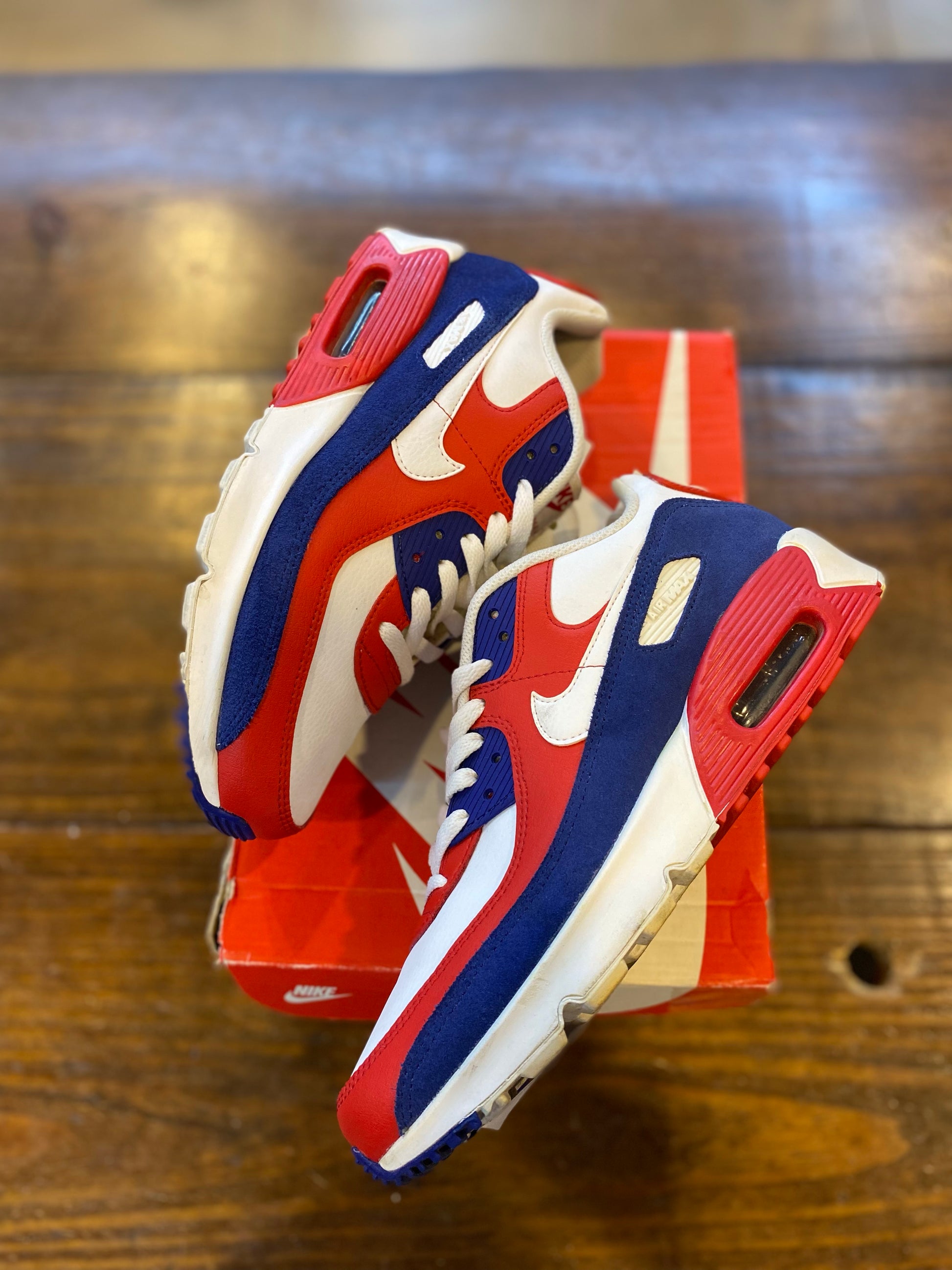 Nike Air Max 90 Deep Royal University Red (GS) PRE-OWNED
