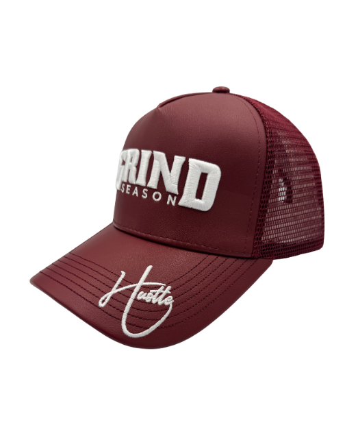 YBE Grind Season Leather Hat Burgundy