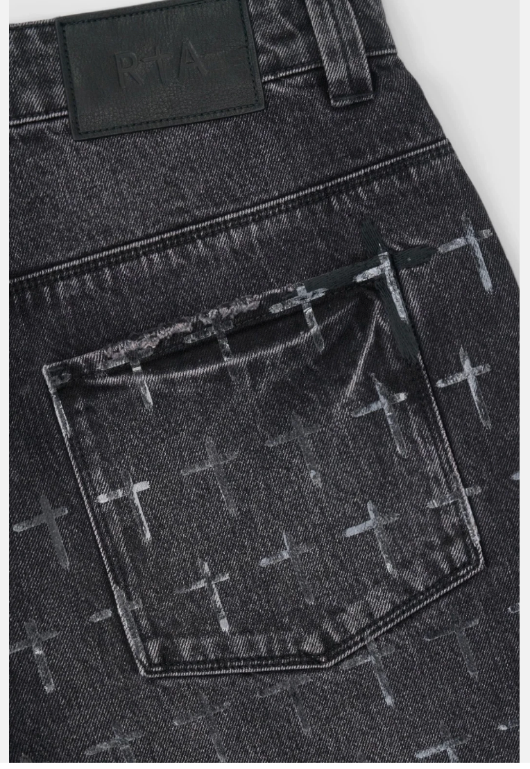 RTA Franco Wide Leg Jean | Noir Coated Grey