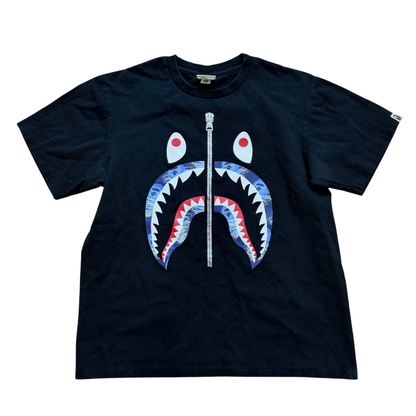 BAPE ABC Camo Shark Tee Black/Blue/Silver PRE-OWNED