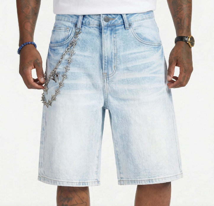 "IGLOO" DENIM SHORTS (ICE WASH)